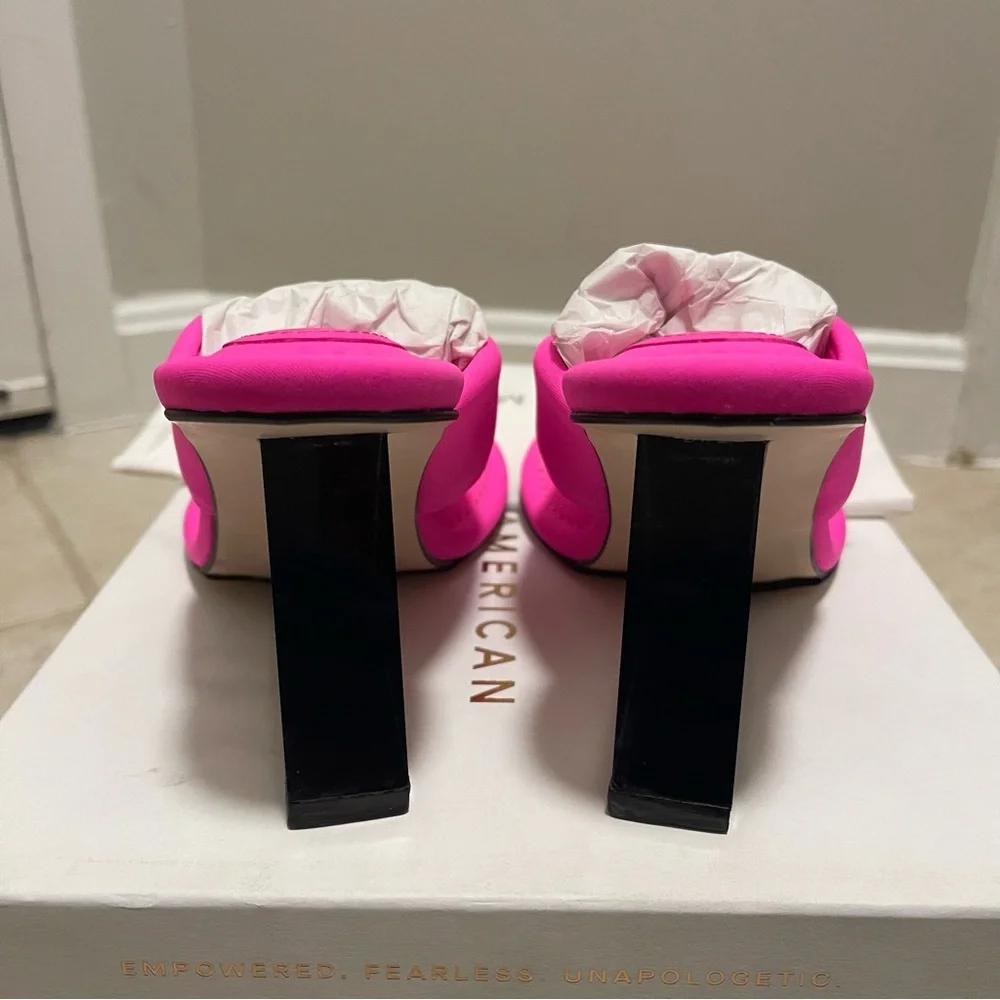 Good American Cinder-f*king-rella Thong Wedges Hot Pink